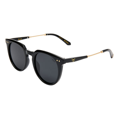 ELLA Sunglasses in BLACK / SMOKE POLARIZED LENS - Detail 02 - 